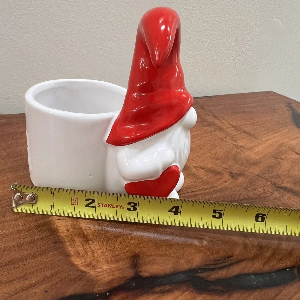 Christmas Holiday Love Heart Gnome Candy Dish Bowl Red‎ White